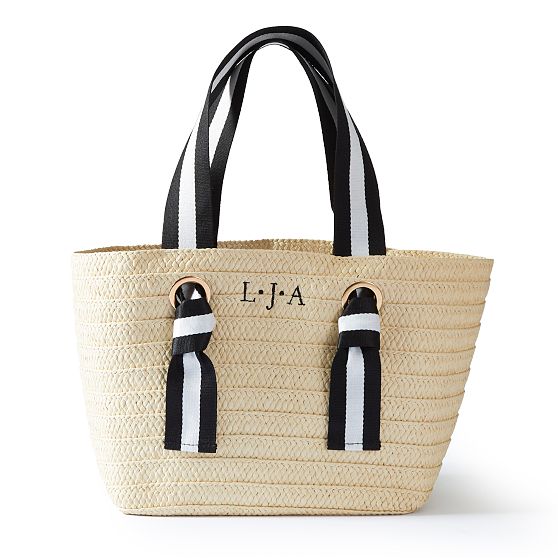 Ribbon Straw Beach Tote