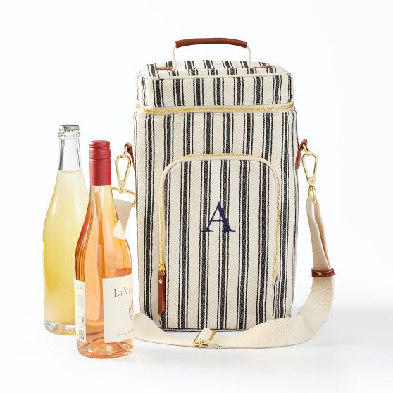 Striped Insulated Double Wine Tote