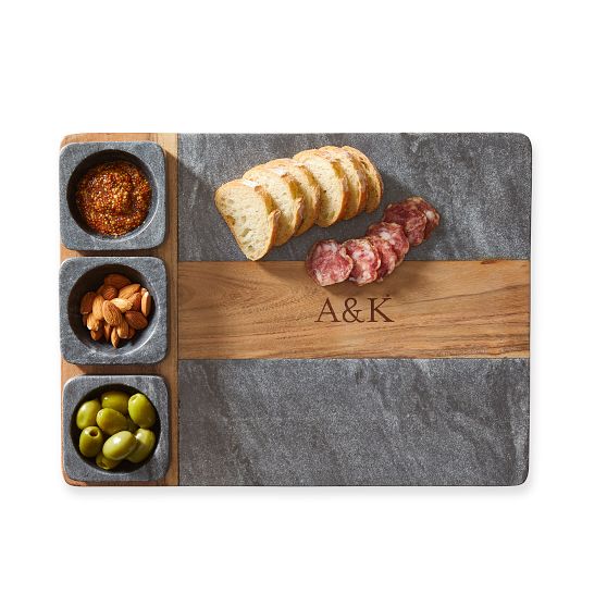 Wood and Marble Appetizer Serving Platter