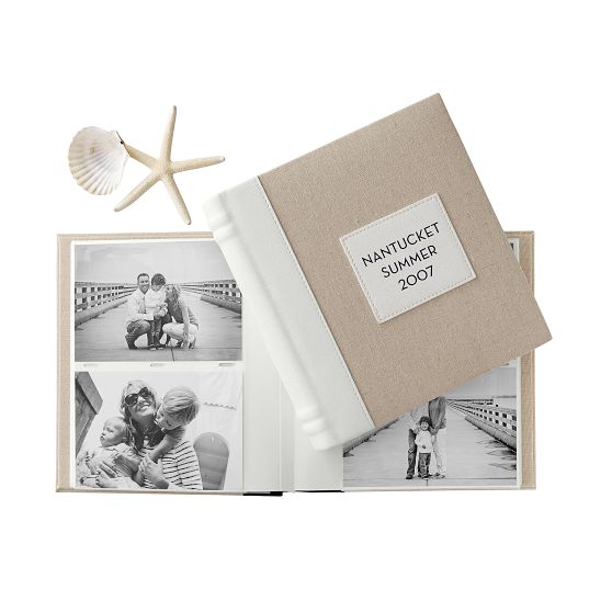 Classic Linen Photo Album, Natural with White