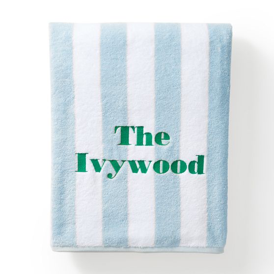 Personalized Cabana Stripe Beach Towel