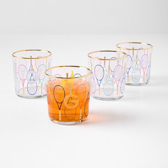 Tennis Double Old Fashioned Glasses, Set of 4