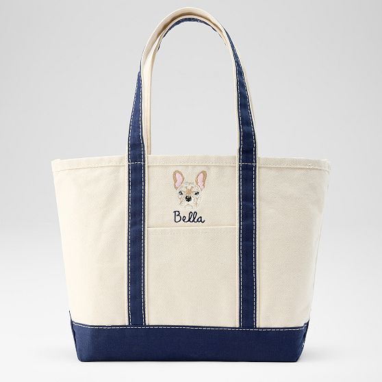 Embroidered Canvas Dog Tote