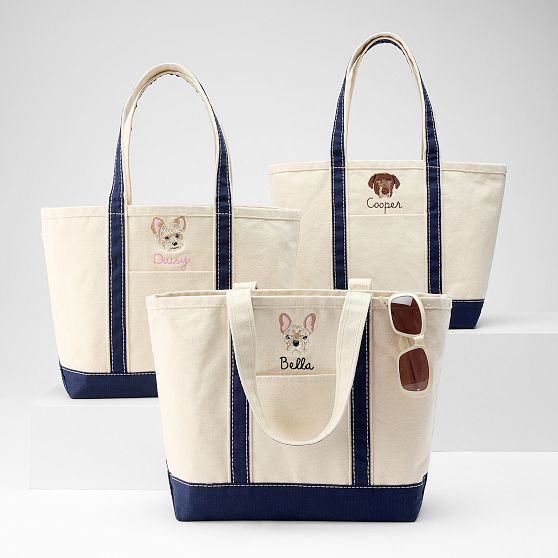 Embroidered Canvas Dog Tote