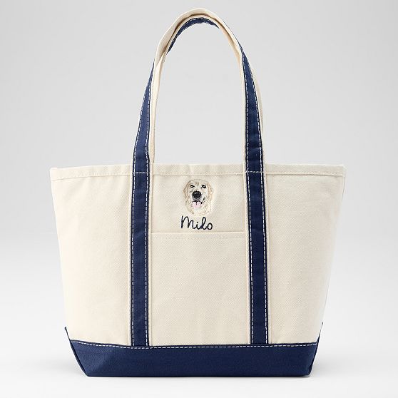 Embroidered Canvas Dog Tote