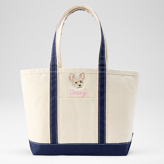 Embroidered Canvas Dog Tote