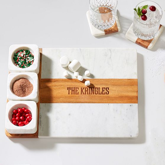 Wood and Marble Appetizer Serving Platter