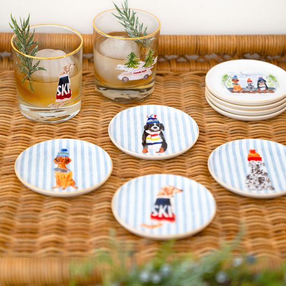 Mark &amp; Graham x Gray Malin Ski Dog Coasters, Set of 4