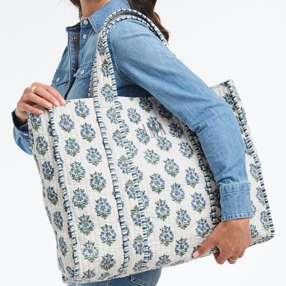 Block Print Quilted Oversized Tote