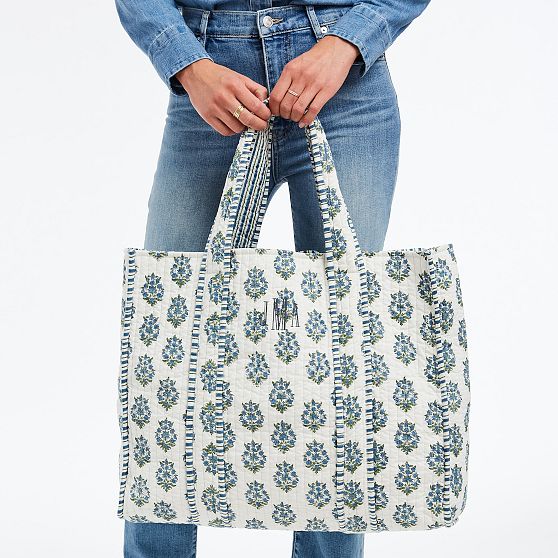 Block Print Quilted Oversized Tote