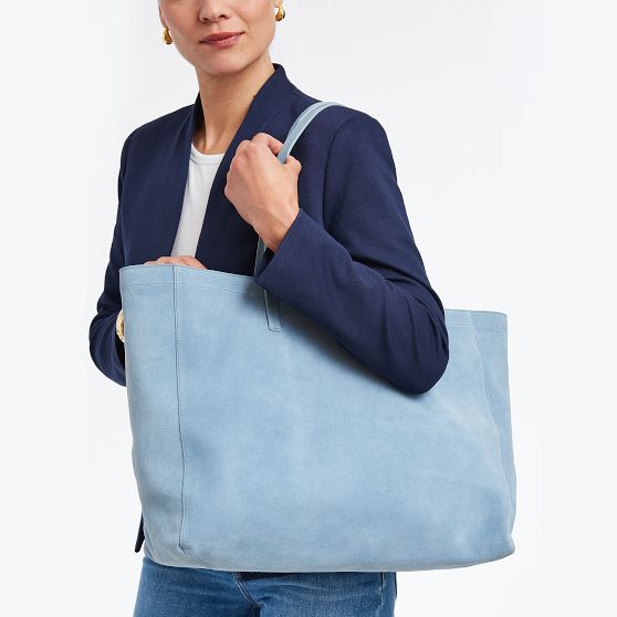 Blue suede tote bag online