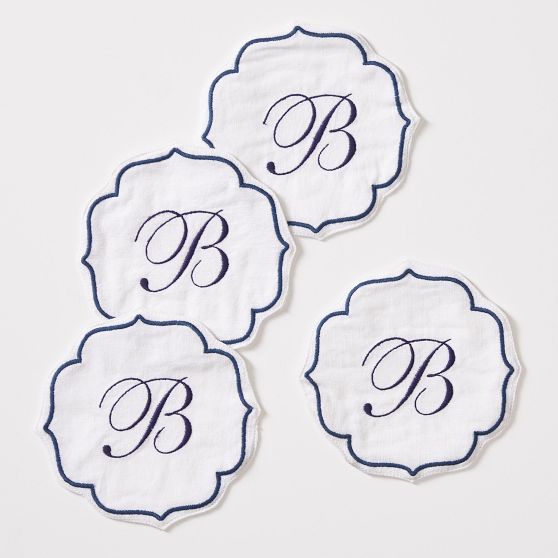 Bespoke Embroidered Coasters, Set of 4