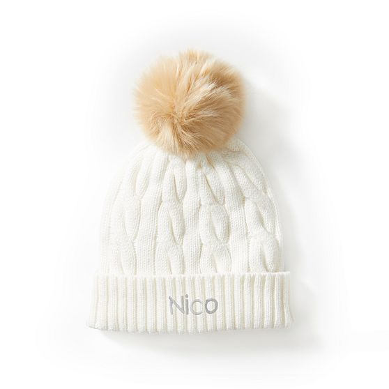 Kids Cable Knit Pom Pom Hat