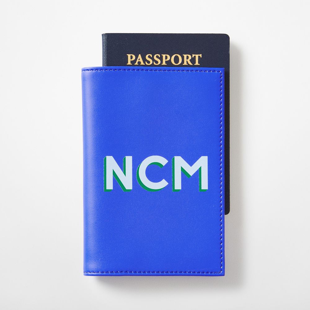 Fillmore Vegan Leather Passport Case, Cobalt, Printed