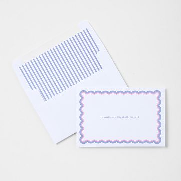 Personalized Stationery Folded Cards, Set of 24, Rik Rak, Purple