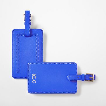Fillmore Vegan Leather Luggage Tag, Cobalt, Foil Debossed