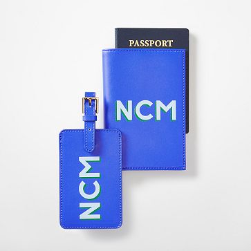 Fillmore Vegan Leather Luggage Tag and Passport Case, Cobalt, Printed