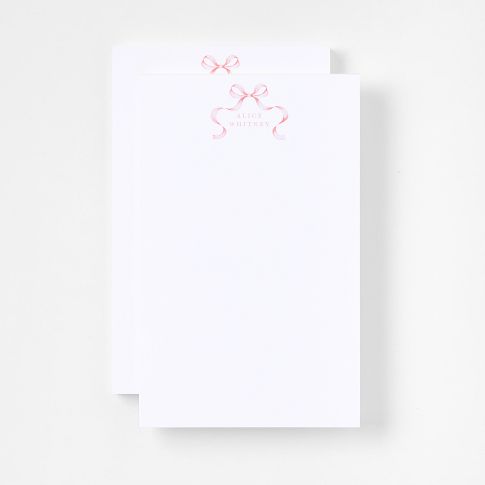 Personalized Personalized Stationery Notepads, Set of 2, Bow, Pink