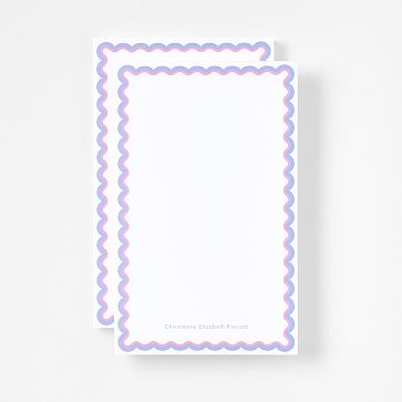 Personalized Stationery Notepads, Set of 2, Rik Rak, Blue