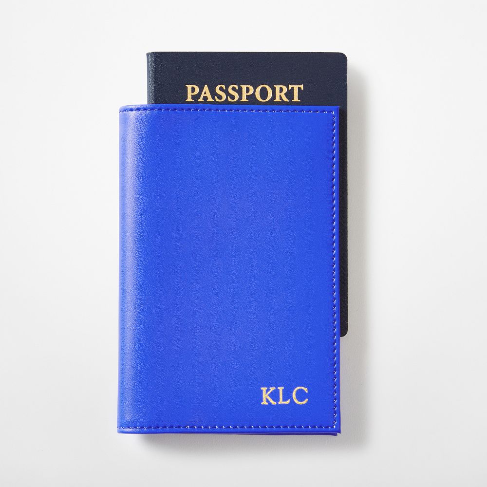 Fillmore Vegan Leather Passport Case, Cobalt, Foil Debossed