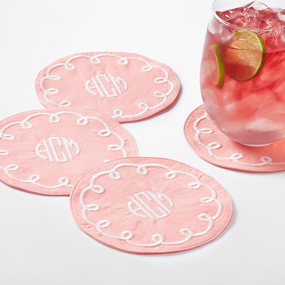 Embroidered Loop Coasters, Set of 4