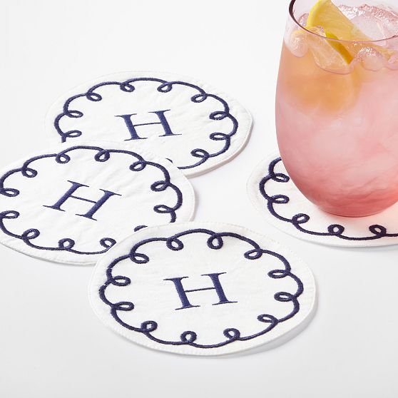 Embroidered Loop Coasters, Set of 4