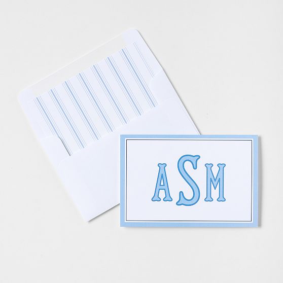 Personalized Pinstripe Stationery Folded Cards, Set of 24