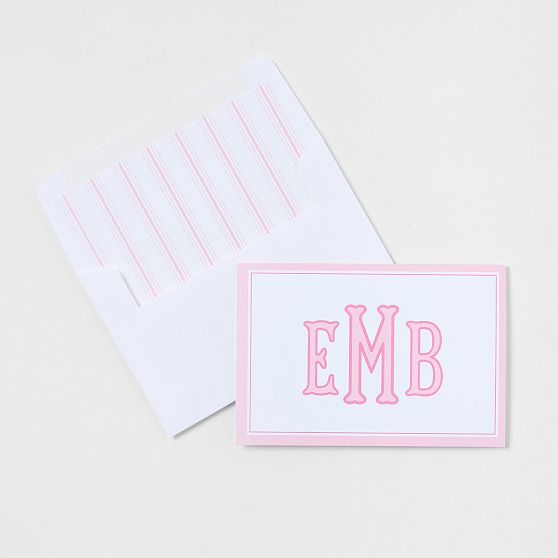 Personalized Pinstripe Stationery Folded Cards, Set of 24