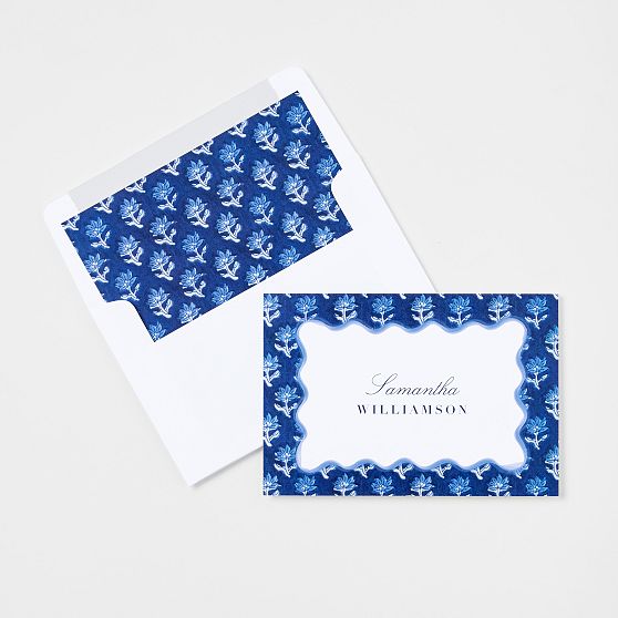 Personalized Block Print Stationery Folded Cards, Set of 24