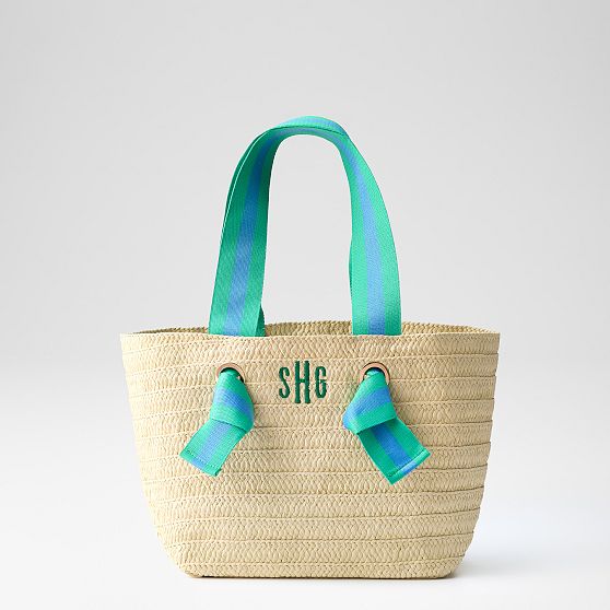 Ribbon Straw Beach Tote