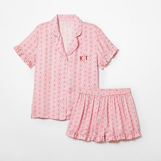 Ruffle Sateen Short Pajamas