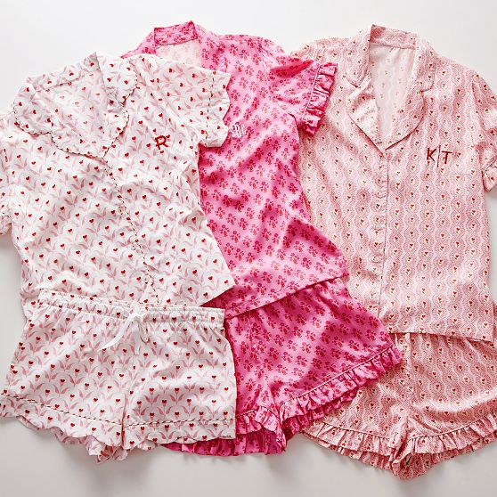 Ruffle Sateen Short Pajamas