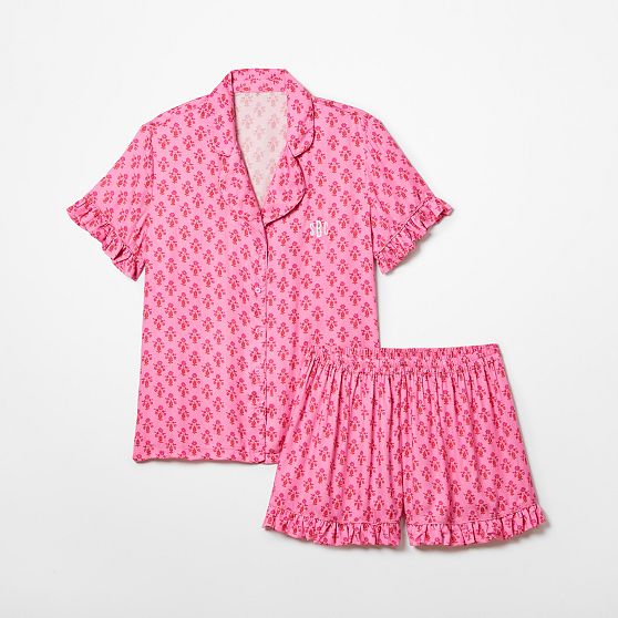 Ruffle Sateen Short Pajamas