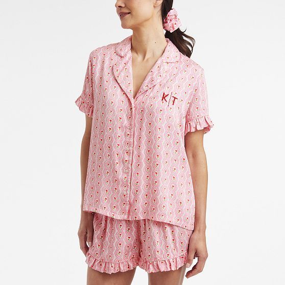 Ruffle Sateen Short Pajamas