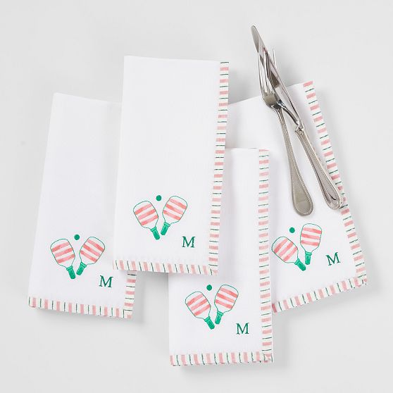 Sports Embroidered Dinner Napkins, Set of 4