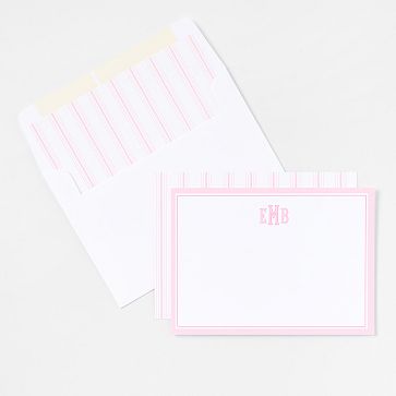 Personalized Pinstripe Stationery Note Cards, Set of 24