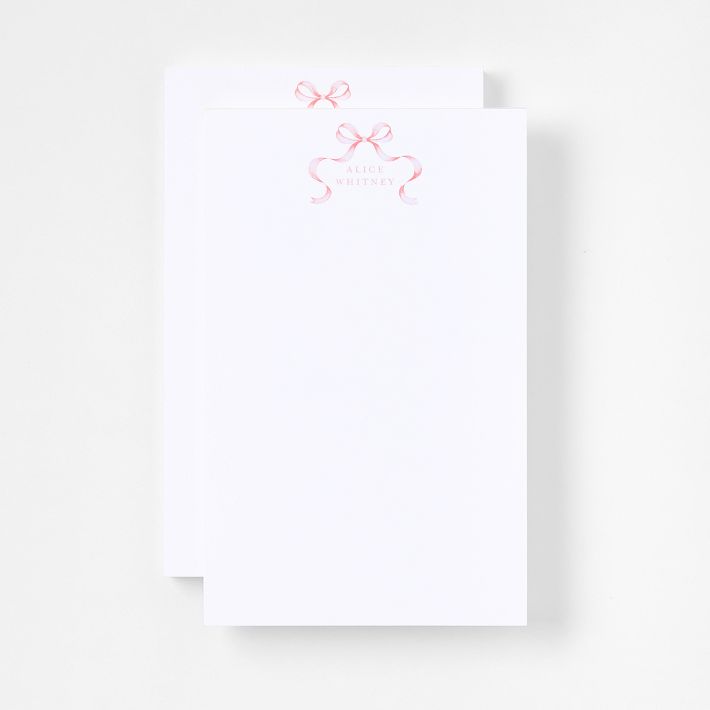 Personalized Bow Stationery Notepads, Set of 2
