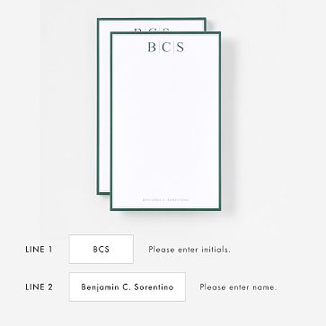 Personalized Stationery Notepads, Set of 2, Executive, Green