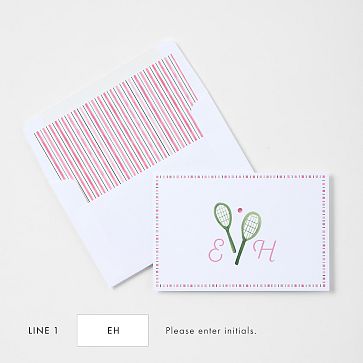 Personalized Stationery Folded Cards, Set of 24, Sports, Tennis