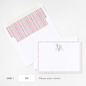 Personalized Stationery Notecards, Set of 24, Sports, Tennis