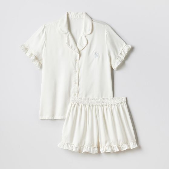 Ruffle Sateen Short Pajamas