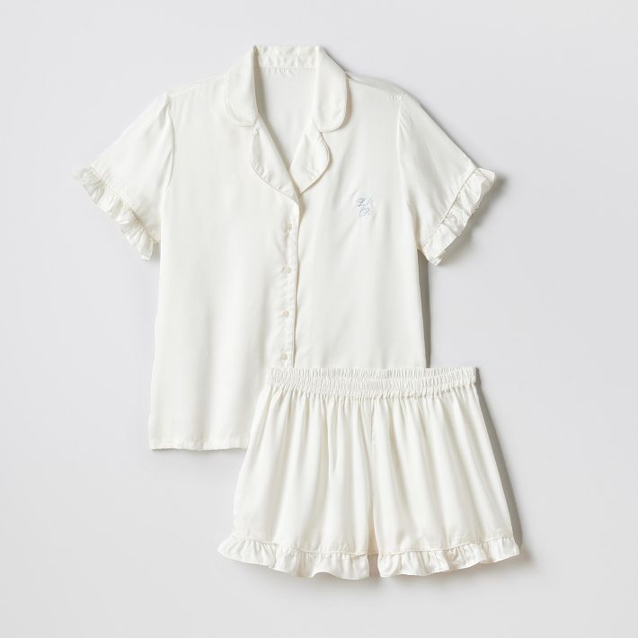 Ruffle Sateen Short Pajamas