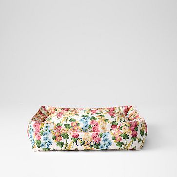Sanderson Deluxe Dog Bed Lounger, X-Small, Hollyhocks White