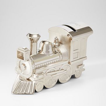 Silver Train Coin Bank
