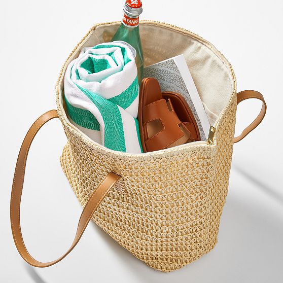 Stinson Straw Zip-Top Tote