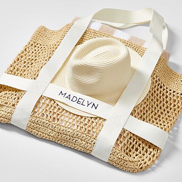 Hat Carrier Beach Bag, White