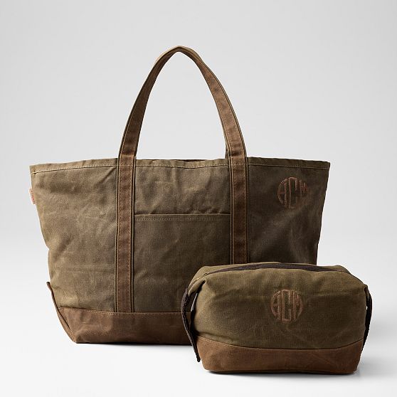 Waxed Canvas Tote and Pouch Set