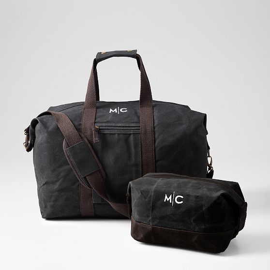 Waxed Canvas Weekender and Pouch Set