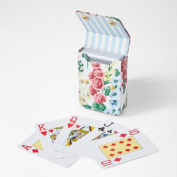 Sanderson Playing Cards, Hollyhocks White