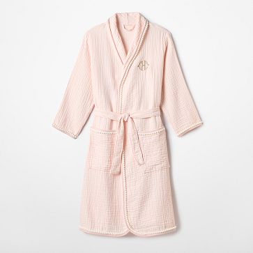 Pom Trim Cotton Bath Robe